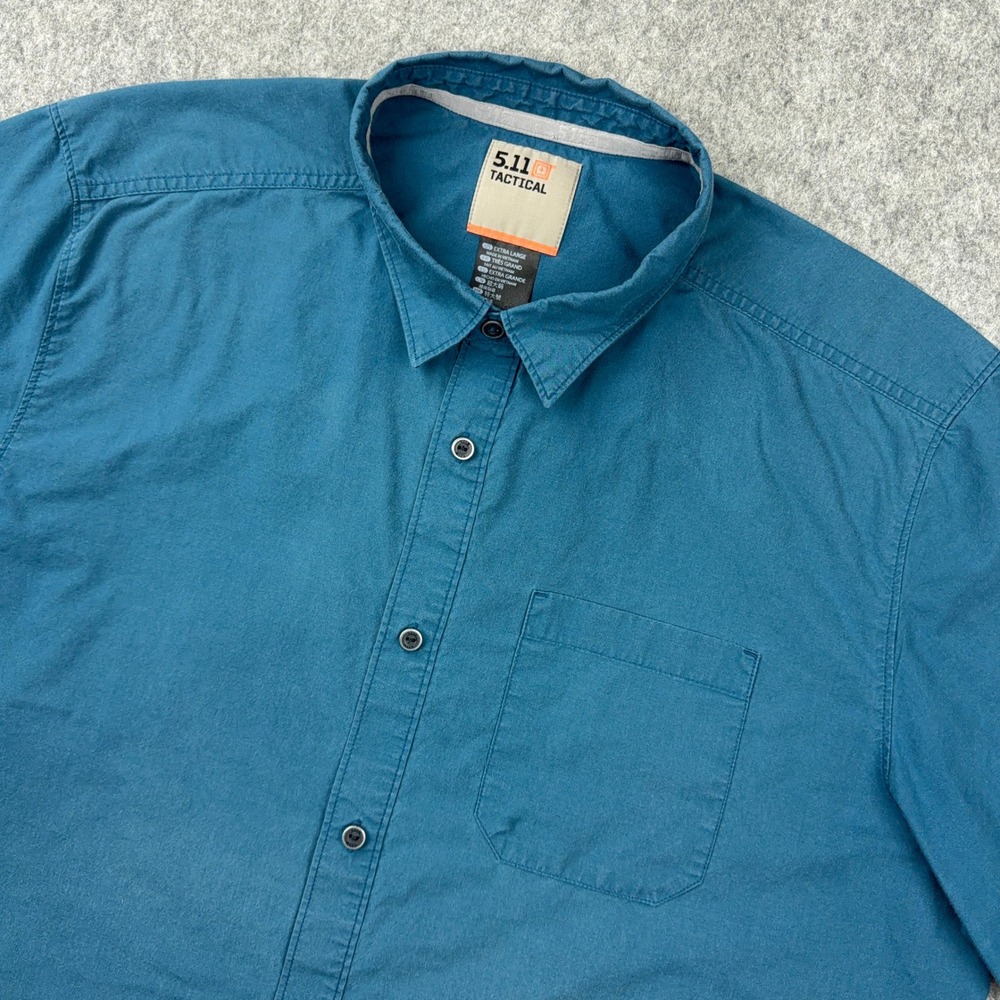 5.11 Tactical Shirt Mens XL Blue Short Sleeve Button Pocket Hiking Work Outdoor